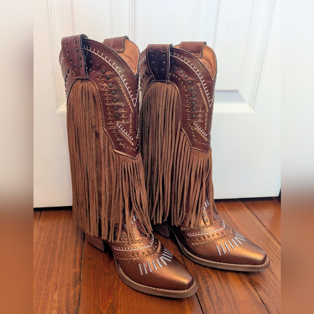 🏵️ Dingo Bronze Fringe Cowgirl Boots